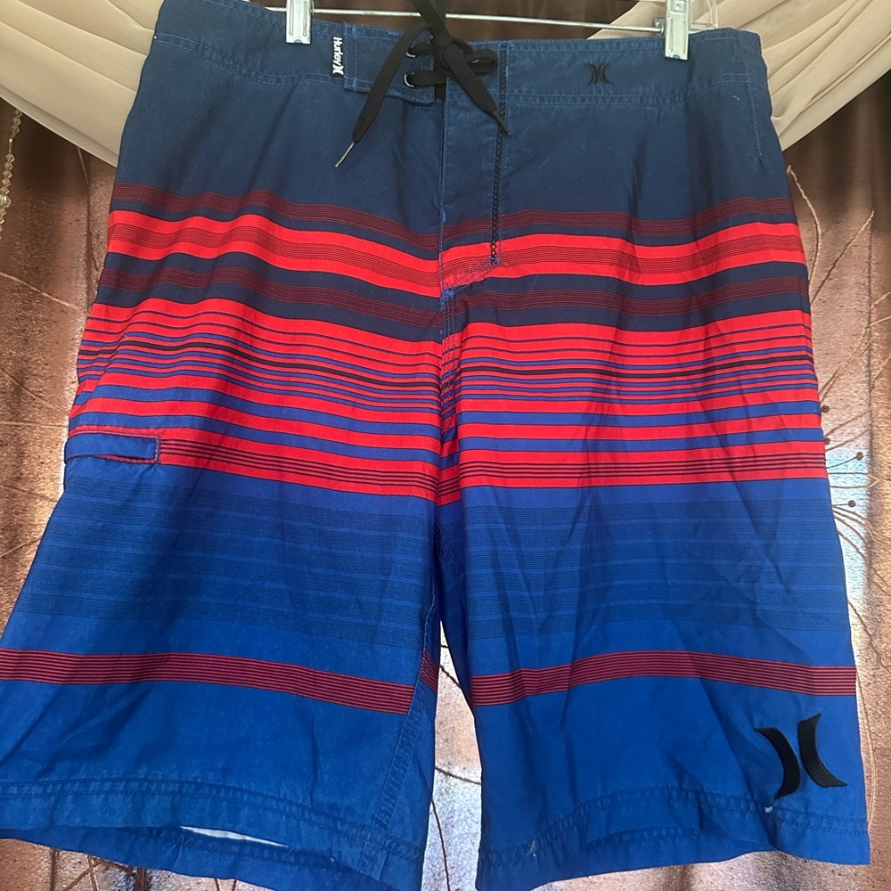 Hurley Blue and Red Board Shorts Quick-Dry Swimwear